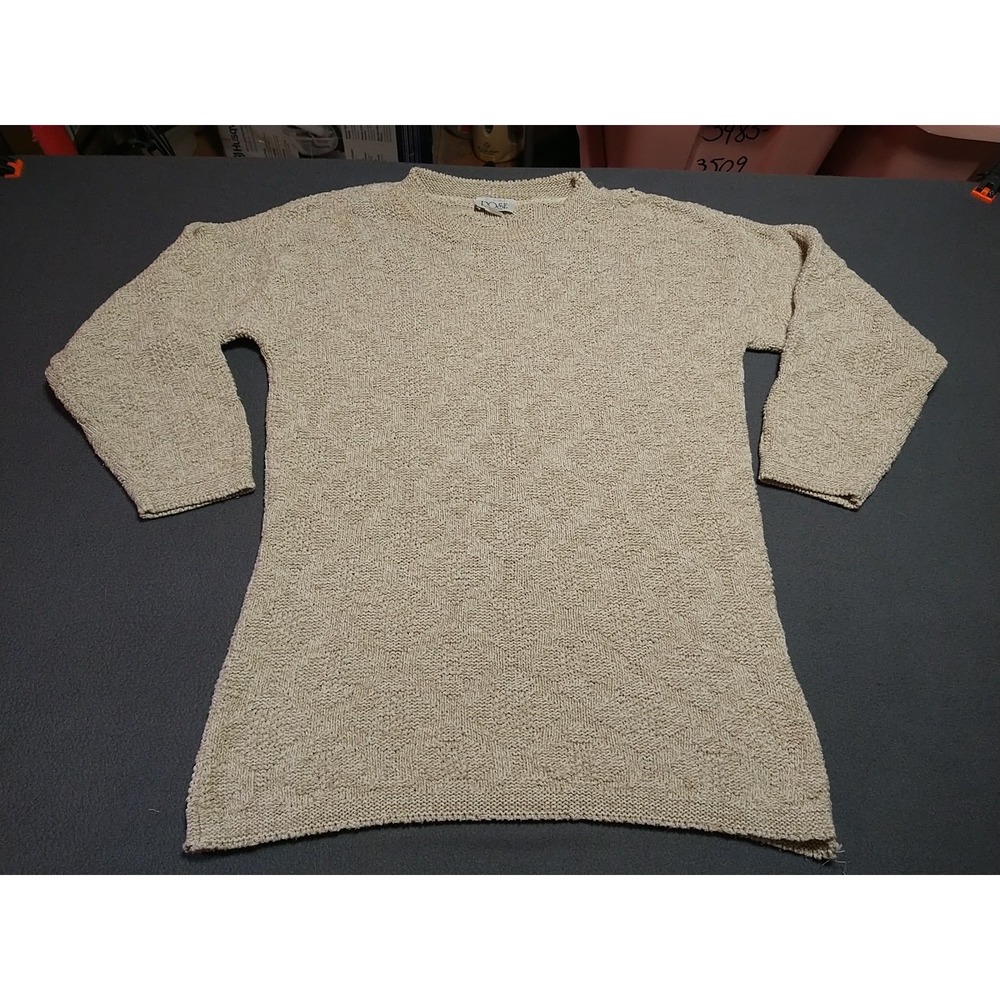 Rose Oversized Sweater Ladies M Beige Textured Fisherman Outdoor Lite USA